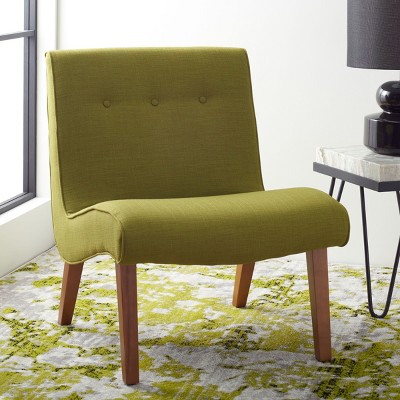 Sweet Pea Green Armless Slipper Chair with Natural Oak Finish