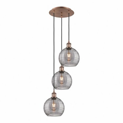 Athens Deco Swirl - 3 Light Cord Hung Multi Pendant In Industrial Style-30.38 Inches Tall and 14.5 Inches Wide