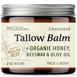 Grass Fed Beef Tallow Honey Balm, Unscented Face Moisturizer & Body Balm with Honey, Beeswax & Olive Oil for Skin Support, SMNutrition, 2 oz - 1 of 4