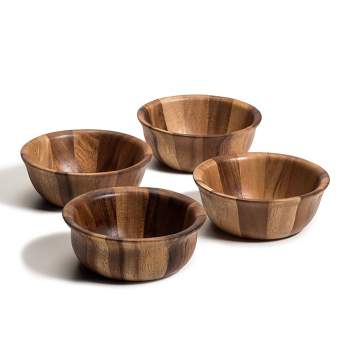 Kalmar Home Solid Acacia Wood Individual Salad Bowl  Set of 4