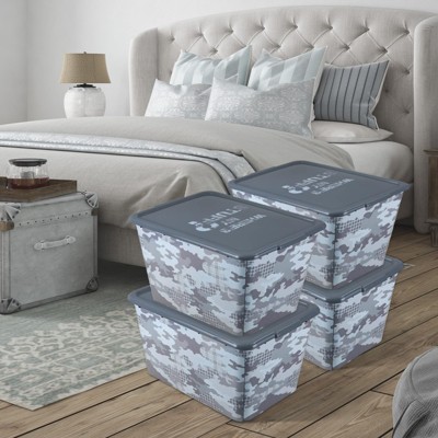 DOMETOUR 14.5-gal. Reusable Basement Plastic Storage Containers (Pack of 4)