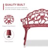 Karl Home | 38.5-Inch Red Aluminum Garden Bench with Floral Backrest - 2 of 4