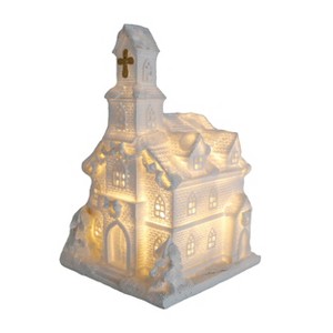 Transpac Resin LED Snowy Church Decorative Sculpture for Christmas Indoor Tabletop Battery Operated Prelit Gift - 1 of 1