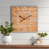 Dahlia Studios Caser Silver Metal and Brown Wood 23 1/2" Square Wall Clock - 2 of 4