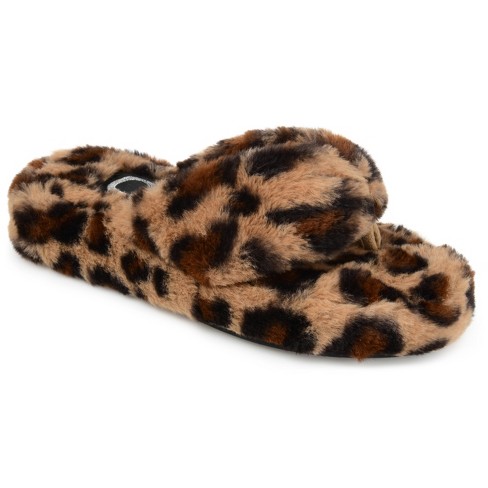Journee Collection Womens Insole Slip On Flip Flop Open Toe Slippers Leopard : Target