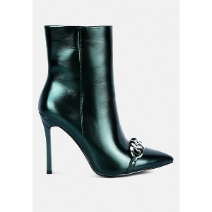 Firefly Metallic Chain Embellished Stiletto Ankle Boots Women - 1 of 4