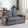 VASIP 64" 3-in-1 Beige Corduroy Sleeper Sofa Bed- Adjustable Pullout Bed with 2 Pillows and Side Pockets,for Living Room，Apartment，Office，Bedroom - 2 of 4