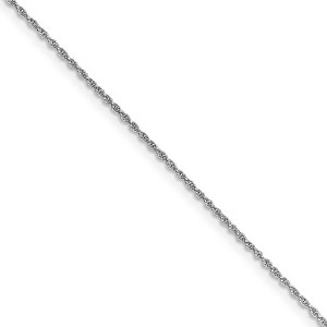 Black Bow Jewelry 1.1mm, 14K White Gold, Solid Baby Rope Chain Necklace - 1 of 4