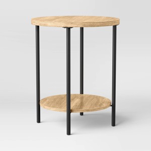 Wood and Metal Round End Table - Room Essentials™ - 1 of 4