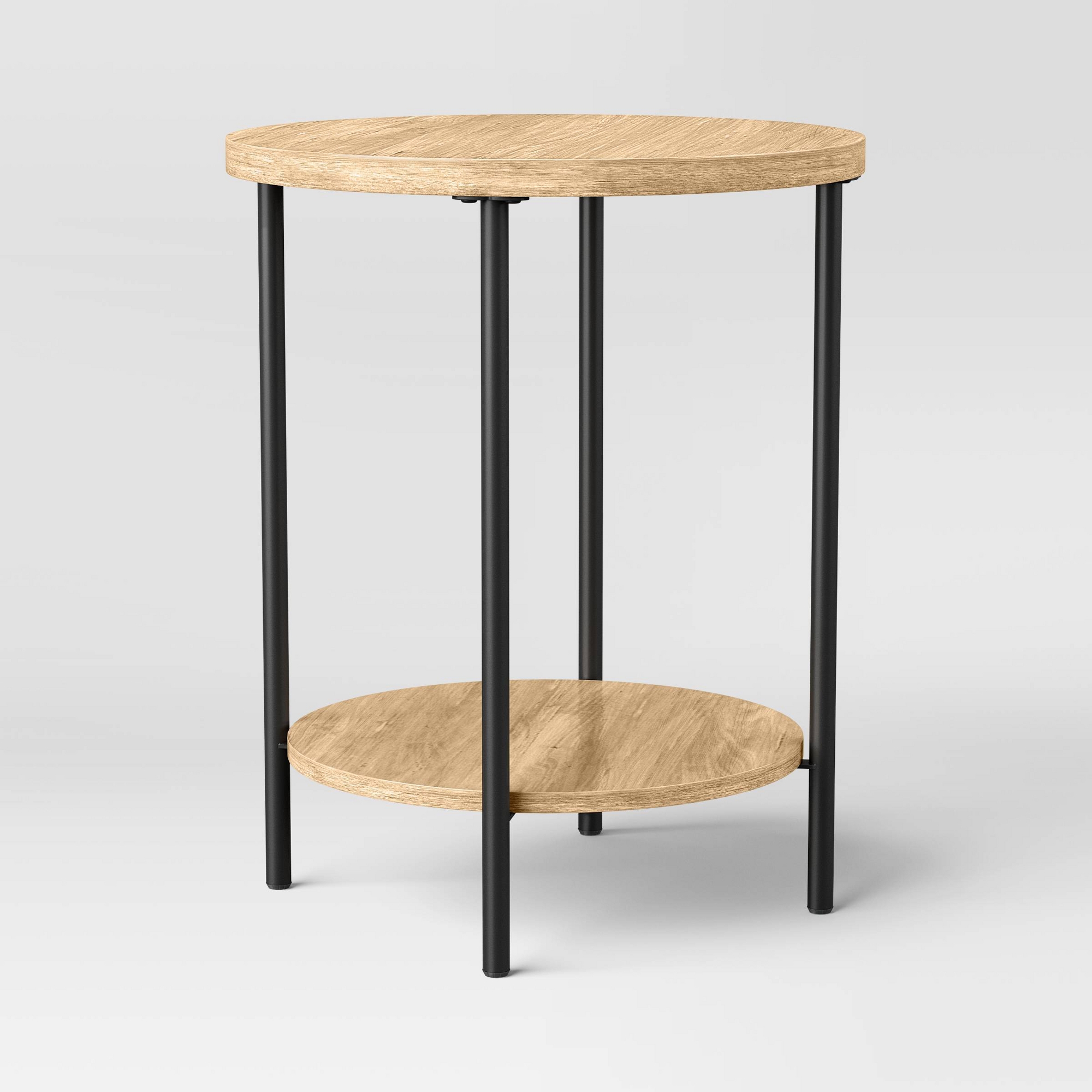 Wood and Metal Small Round Side Table Natural Finish - Room Essentials™