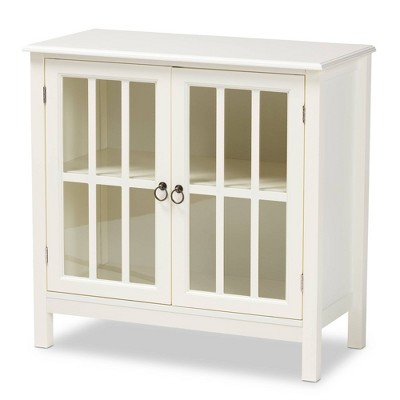 Kendall Wood and Glass Kitchen Cabinet White - Baxton Studio