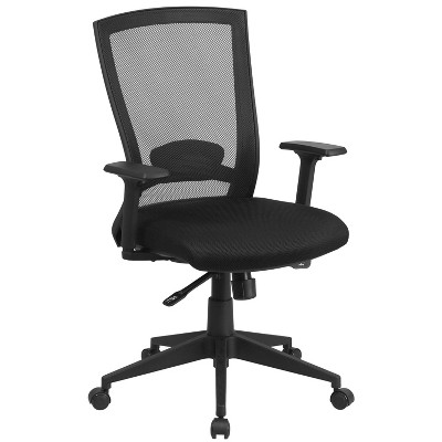 Flash Furniture Mid-Back Black Mesh Executive Swivel Ergonomic Office Chair with Back Angle Adjustment and Adjustable Arms