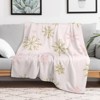 FIONECA Pink And Gold Snowflake Printed Cozy Fleece Blanket Christmas Holiday Decor Soft Warm Throw Blanket 30x40 inches - 3 of 4