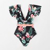 Women's V Neck Ruffle One Piece Swimsuit Tropical Floral Bathing Suit -  Cupshe : Target