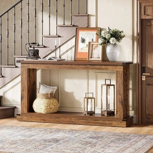 Hommoo 2-Tier Farmhouse Console Table Brown - 1 of 4
