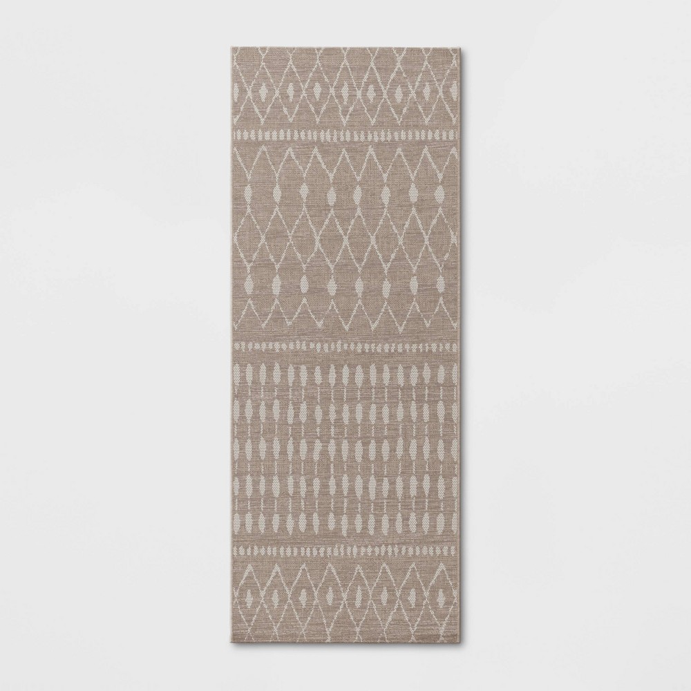 Photos - Area Rug 2'7"x7' Neutral Moroccan Runner Woven Indoor Outdoor Runner Cream - Thresh