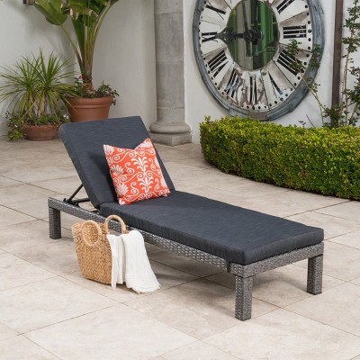 Chaise Lounge with Cushioned Seat and Adjustable Backrest, Rattan Chaise Lounge Chair for Patio or Poolside-Maison Boucle