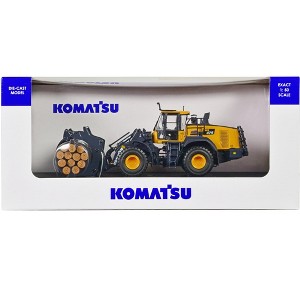 Komatsu WA475-10 Wheel Loader Yellow with Log Grapple and Log Accessories 1/50 Diecast Model by Universal Hobbies - 1 of 4