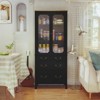 FONTOI Freestanding Storage Cabinet with 2 Tempered Glass Doors&Adjustable Shelves, Kitchen Pantry Cabinet for Kitchen, Black, 15.5"*71.6"*29.9" - 2 of 4