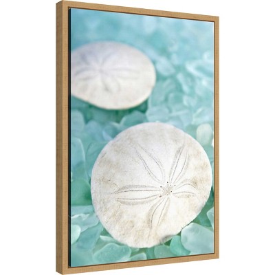 Nautical Summer Seashell and Sea Glass Framed Canvas Print