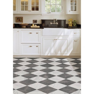 Bonneville 12" x 12" Grey and White Marble Peel and Stick Floor Tiles