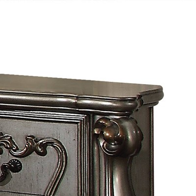Antique Platinum 2-Drawer Nightstand with Scrolled Legs