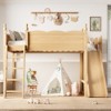 KWPZQEB Kids Loft Bed with Storage Shelves, Detachable Slide and Ladders, Wooden Kids Loft Bed with Safety Guardrail, Under-Bed Play Space - 3 of 4