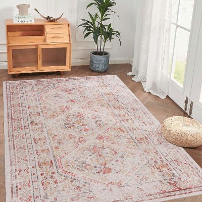 Kumasinova Washable Area Rug, Non-Slip Low-Pile Living Room Rug, Soft Chenille Rugs, Stain-Resistant Door Mat, Kids & Pets Friendly