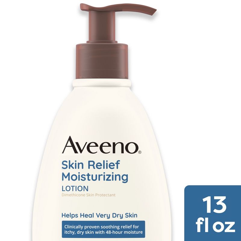 Aveeno Skin Relief Moisturizing Body Lotion with Oat and Shea Butter for Dry Skin, Fragrance Free, 1 of 15
