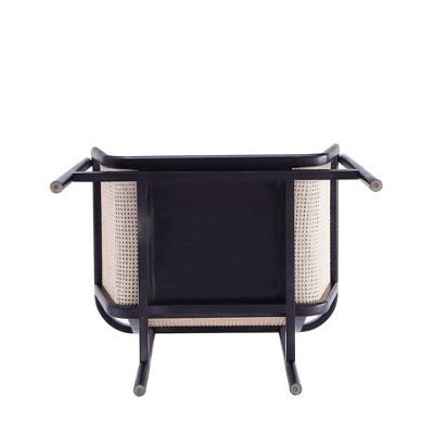 Versailles Barrel Accent Chair in Black & Cream with Rattan Back