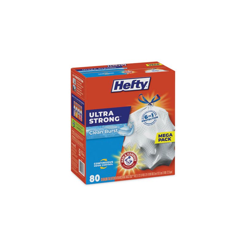 Hefty Ultra Strong Scented Tall White Kitchen Bags, 13 gal, 0.9 mil, 23.75" x 24.88", White, 80/Box, 3 of 6