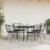vidaXL 5 Piece Black Poly Rattan Patio Dining Set with Cushions and Glass Table - Garden/Deck/Backyard Lounger - 3 of 4