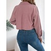 Coolmee Women's Fashion Cropped Jacket Button Down Corduroy Jackets - 4 of 4