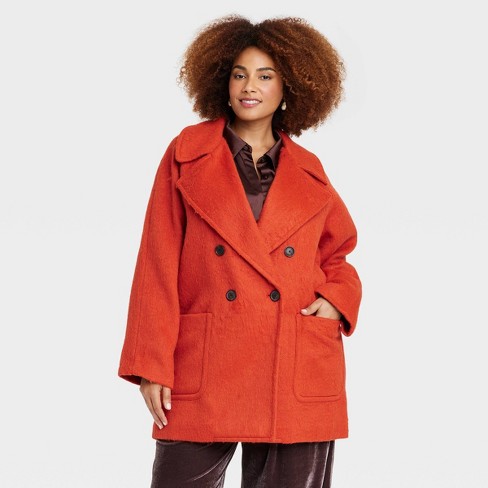 Women s Oversized Essential Faux Jacket A New Day Orange 1x