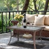 VINGLI Outdoor Coffee Table with Storage Wicker Patio Coffee Table, Tempered Glass Top Coffee Table for Patio Outside Balcony Porch Deck (Brown) - 2 of 4