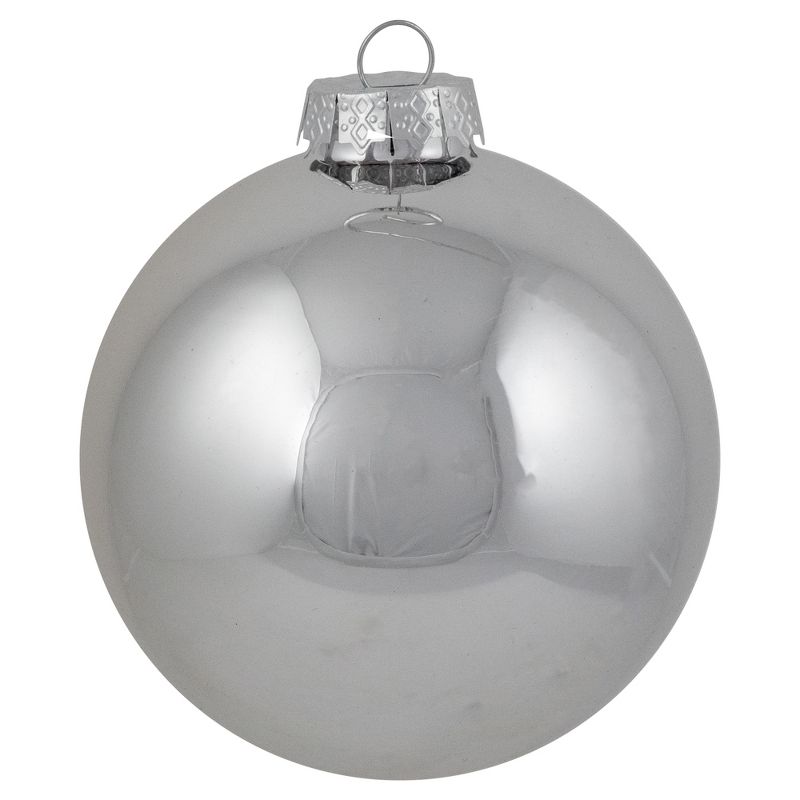 Northlight 4ct Shiny and Matte Silver Glass Ball Christmas Ornaments 4" (100mm), 4 of 6