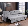 ROOMTEC Convertible Sleeper Sectional Sofa, L-shaped Corner Couch with Pullout Bed, Upholstered Sofa Bed w/Storage Chaise - 2 of 4