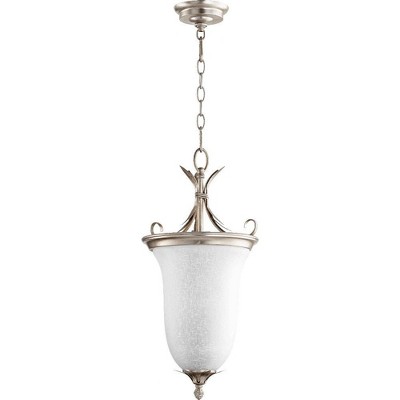 Quorum Lighting Flora 2-Light Entry Pendant, Aged Silver Leaf, 10.5W x 22.5H, Dry Rated