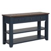 Hostack 48'' Solid Wood Top Console Table with 3 Storage Drawers and 2 Shelves, Blue - 2 of 4