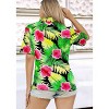 LA LEELA Women's Button Down Short Sleeve Blouse Tops Summer Hawaiian Club party Casual Tie Up Shirts for Women - 2 of 4