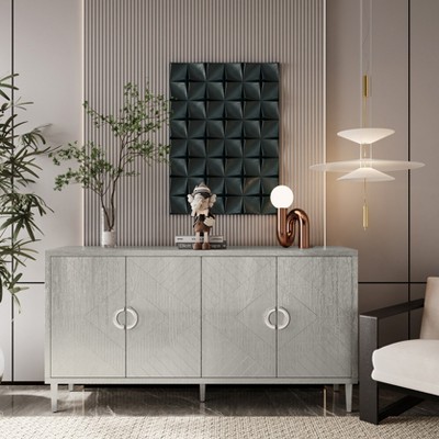 Stylish and Functional 4-Door Storage Cabinet with Pine legs and MDF