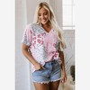 Amaryllis Women’s V-Neck Short Sleeve Blouse with Layered Ruffle Sleeves Relaxed Fit - 4 of 4