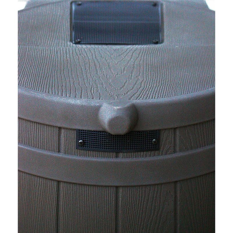 Good Ideas Rain Wizard 50 Gallon Plastic Outdoor Home Rain Barrel Water Storage Collector with Brass Spigot and Flat Back Design, Oak (5 Pack), 5 of 7