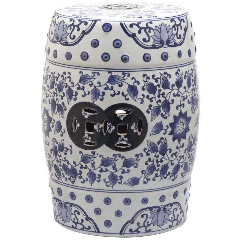 Tao Ceramic Garden Stool - Blue/White - Safavieh., 1 of 3