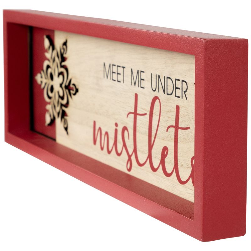 Northlight 11.75" Red Framed "Meet Me Under the Mistletoe" Christmas Wall Decoration, 5 of 8