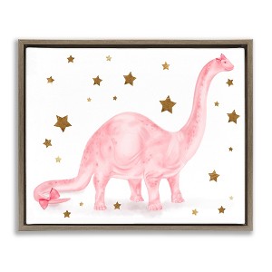 Stupell Industries Pink Dinosaur with Gold Stars, 31" x 25" - 1 of 4