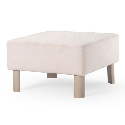 Maven Lane Lena Contemporary Upholstered Ottoman with Refined Wood Finish