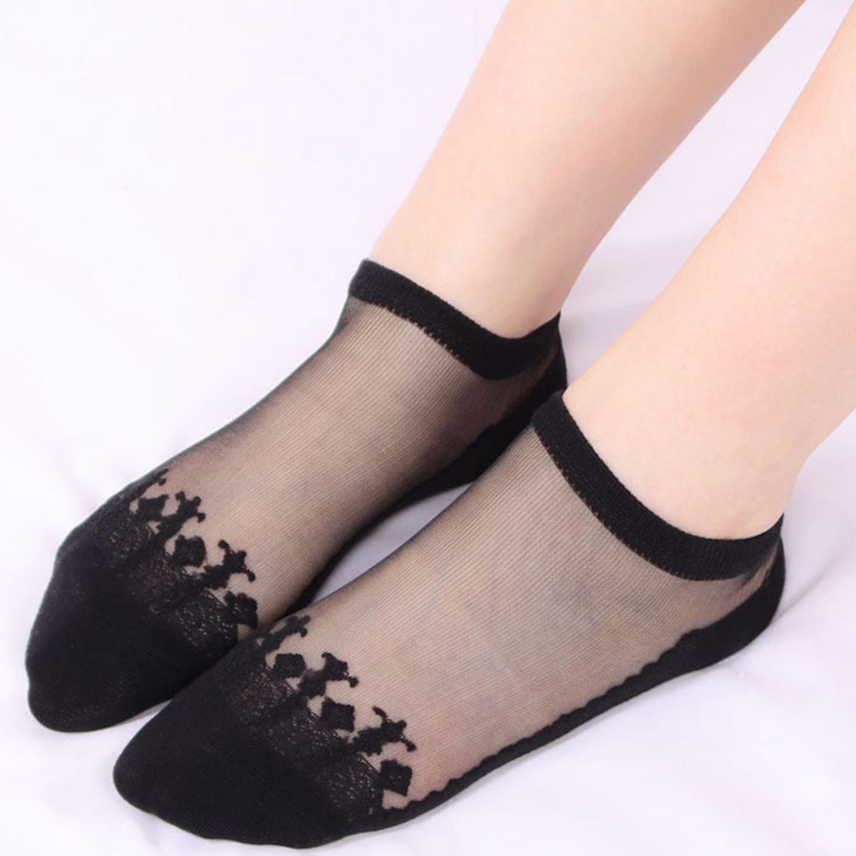 Anna-Kaci 6 Pairs Women's Sheer Mesh Ankle Socks with Soft Knit Sole and Delicate Lace Trim Lightweight Breathable Low-Cut Design - thumbnail 6