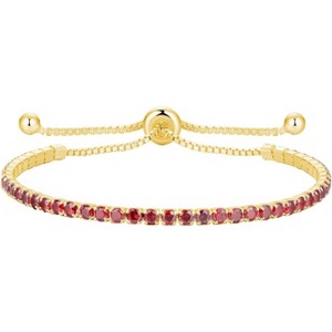 Sterling Silver Birthstone Tennis Bracelet, 2.5mm Adjustable 9 Inch Bolo Bracelet, Birthday Gift for Women Mom Wife - 1 of 4