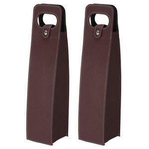 Unique Bargains Foldable Reusable Leather Wine Gift Bag for Picnic Party 2 Pcs - 1 of 3